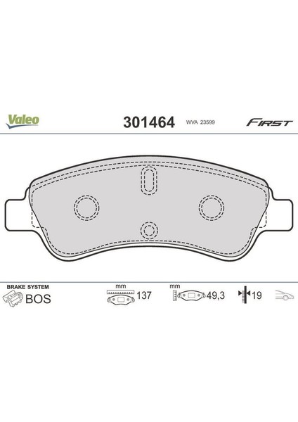 9001014 - Ön Fren Balatası Corsa F 19 Crossland 17 C2 03 C3 09 Aırcross 17 C4 04 C-Elysee 12 Xsara 96 Berlıngo 96 Partner 96 206 00 207 07 208 12 301 12 307 00 2008 13 1007 05 Ds3 15