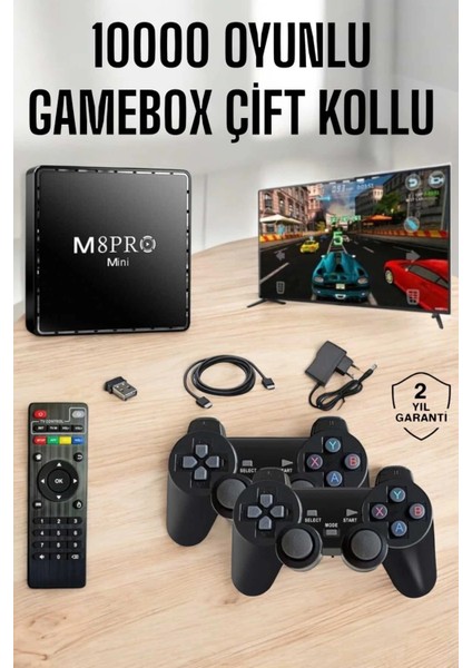 Tv Box Çift Oyun Kollu 10000 Oyunlu Atari