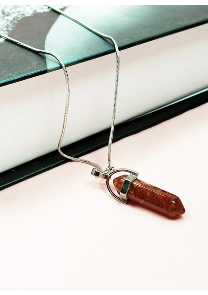 Jasper Doğal Taşı Zincirli El Yapımı Tasarımlı Kolye Uç: 3,5 cm Zincir: 20 cm Kutulu modelleri