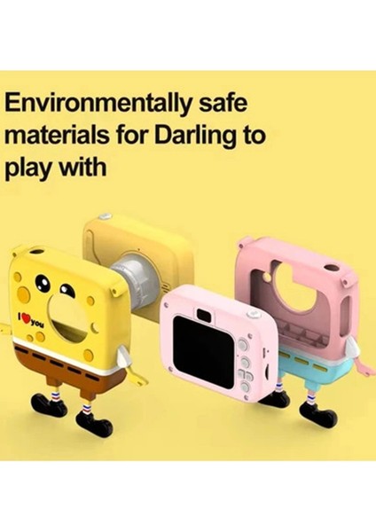 Sünger Bob Tasarımlı Yeni Nesil Çocuk Dijital Mini Fotoğraf Makinesi Çift Kamera ( Lisinya ) fiyatları