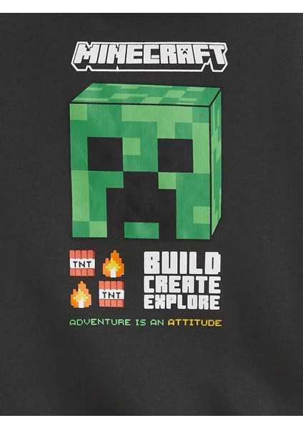 Kapüşonlu Minecraft Baskılı Erkek Çocuk Fermuarlı Sweatshirt (W5) indirimleri