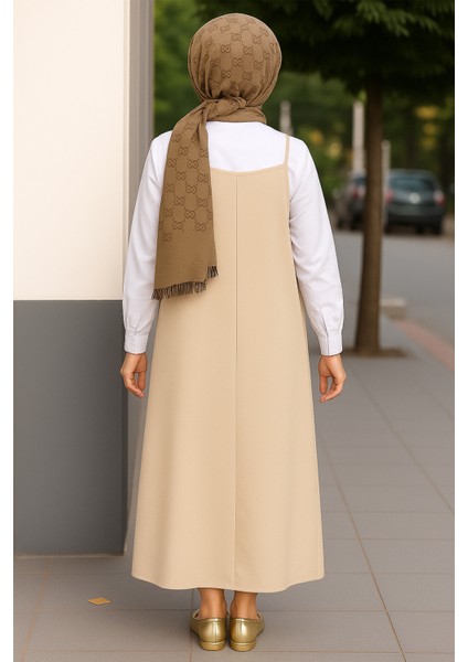 Kadın Taş Rengi Basic Ayarlanabilir Askılı Jile Elbise fiyatları