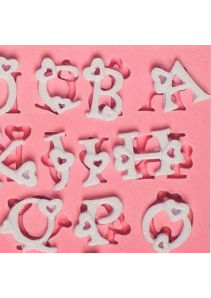 Mini Harf Seti Alfabe Kalpli Harf Silikon Kalıp K-561, Taş Tozu Alçı Mum Polyester Kalıbı