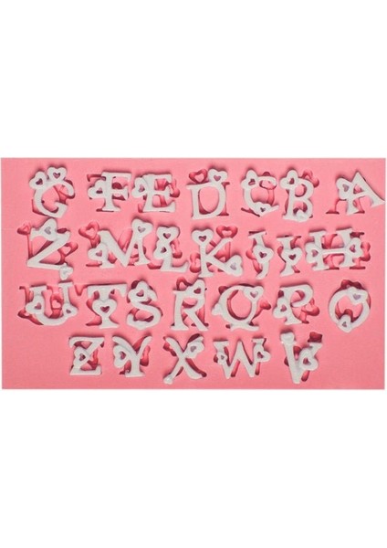 Mini Harf Seti Alfabe Kalpli Harf Silikon Kalıp K-561, Taş Tozu Alçı Mum Polyester Kalıbı