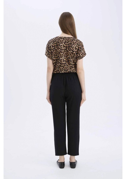 Lastikli Bel Bağcıklı Basic Düz Paça Jogger Pantolon D2573AX25SP