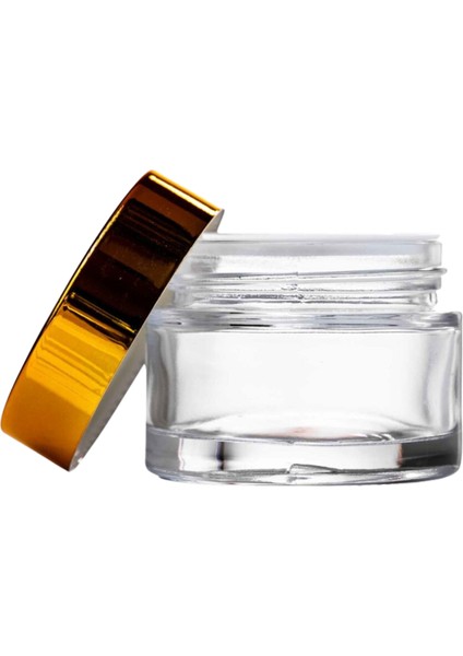 5ml Cam Krem Kavanozu, 20 Adet, Kozmetik Kavanoz, Şeffaf Kavanoz,cam Kavanoz, Gold Kapak