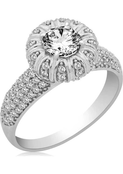 Gümüş Tektaşlı Bayan Yüzük