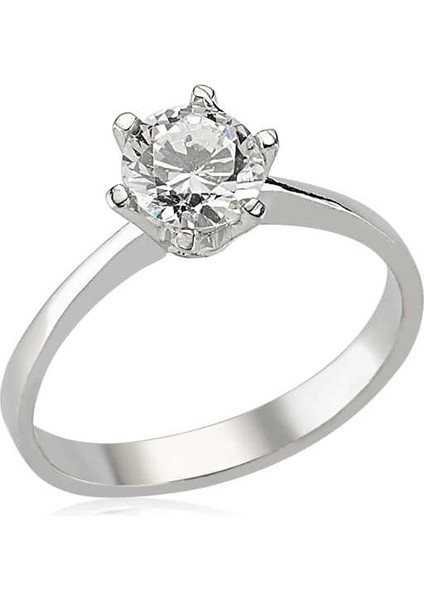 Gümüş Tek Taş Bayan Yüzük