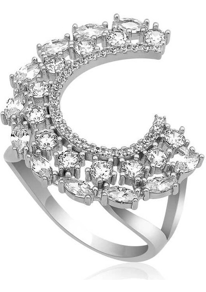 Gümüş Markiz Taşlı Bayan Yüzük