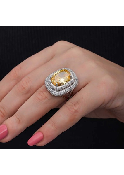 Gümüş Sitrin Taşlı Kadın Yüzük fiyatları