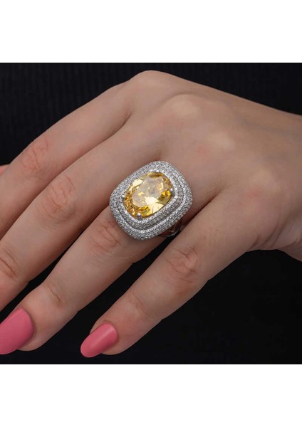 Gümüş Sitrin Taşlı Kadın Yüzük fırsatları