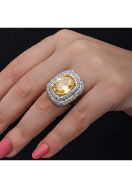 Gümüş Sitrin Taşlı Kadın Yüzük indirimleri