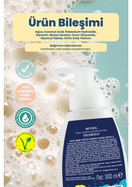 Bebek Dinozor Köpük Sabun Pudra Kokulu 2 x 300 ML| Vegan Hipoalerjenik | Eğlenceli Köpük Form indirimleri