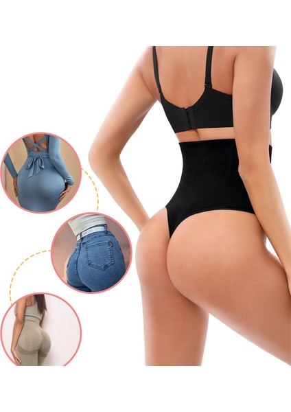 Dikişsiz Yüksek Bel Kayma Yapmaz Toparlayıcı Kadın String Tanga Korse Siyah fiyatları