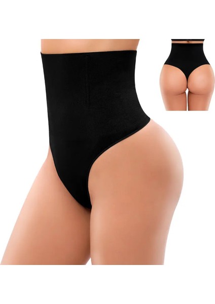 Dikişsiz Yüksek Bel Kayma Yapmaz Toparlayıcı Kadın String Tanga Korse Siyah indirimleri