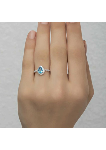 Gümüş Turkuaz Damla Taşlı Kadın Yüzük fırsatları