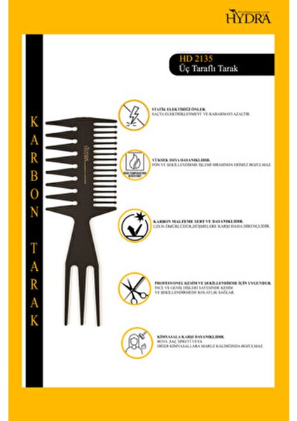 Karbon Tarak HD-2135 Saçlar için Uygun Dayanıklı ve Hafif 1 Adet modelleri