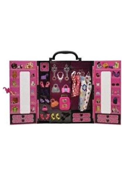 Barbie Elbise Gardrobu Kız Çocuklar İçin Şık Pembe Tasarım 30 Parça indirimleri