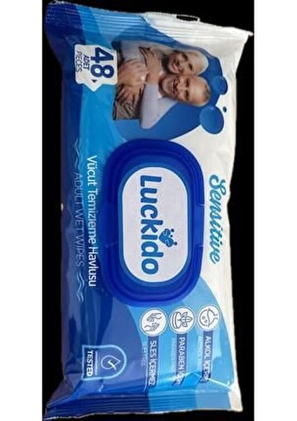 Vücut Temizleme Havlusu Alkol Paraben SLES İçermeyen 48 Adet Hassas Kullanım fiyatları