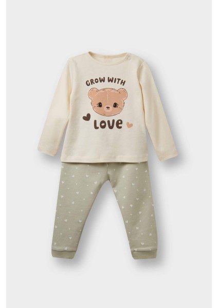 Kız Bebek 3'lü Takım Kapüşonlu Çıtçıtlı Hırka Baskılı Uzun Kollu Tişört Alt F4629A525AU fiyatları