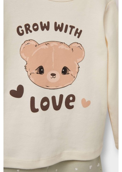 Kız Bebek 3'lü Takım Kapüşonlu Çıtçıtlı Hırka Baskılı Uzun Kollu Tişört Alt F4629A525AU modelleri