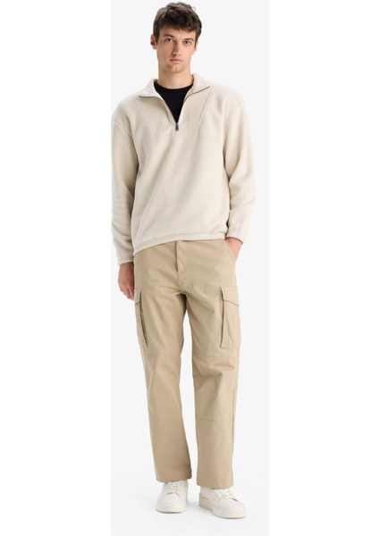 Boxy Fit Dik Yaka Yarım Fermuarlı Polar Sweatshirt E8632AX25WN fiyatları