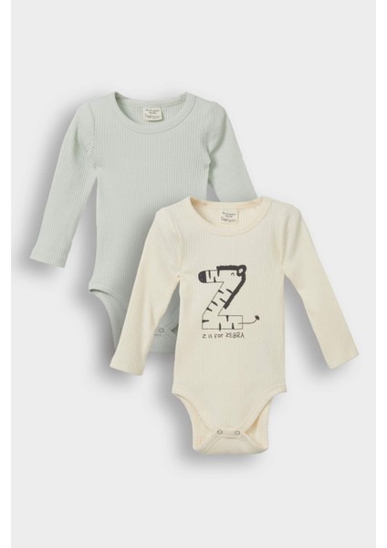 Erkek Bebek Yenidoğan Fitilli Kaşkorse 2'li Uzun Kollu Çıtçıtlı Body F4653A525AU