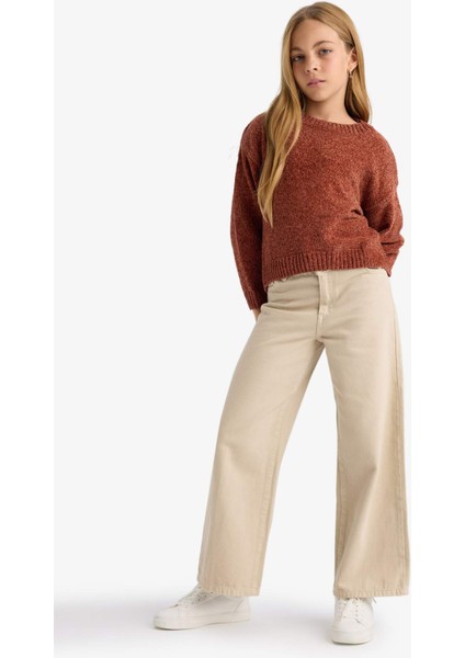 Kız Çocuk Bisiklet Yaka Şönil Triko Kazak F2619A825WN fiyatları