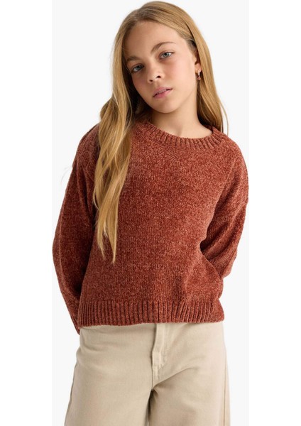 Kız Çocuk Bisiklet Yaka Şönil Triko Kazak F2619A825WN modelleri