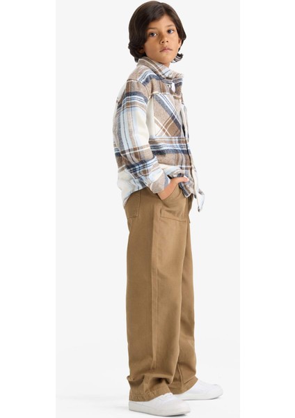 Erkek Çocuk Oversize Geniş Kalıp Polo Yaka Flanel Uzun Kollu Gömlek F4097A825WN fiyatları