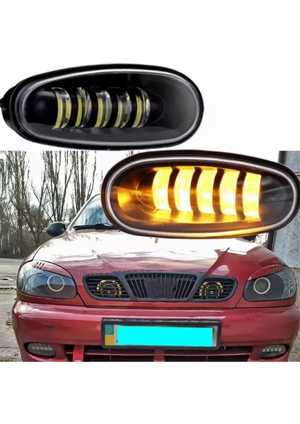 2pcs Araba LED Drl Sis Far Montajı LED 5 Lens Sis Daewoo Chevrolet Lanos Sens Beyaz Işık (Yurt Dışından) indirimleri