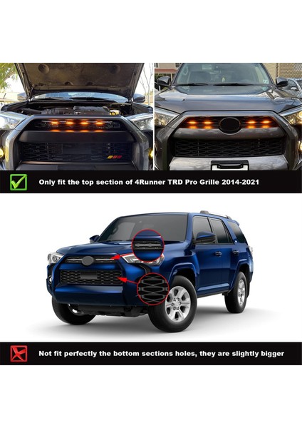 Toyota 4runner Trd Pro 2014-2023 Için LED Izgara Işıkları, Sigorta ve Talimatla LED Amber Işıkları, 4 Pcs (Yurt Dışından) fırsatları