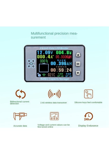 VAC8710 Coulomb Metre 2,4 Inç Renkli Ekran Dijital Ammetre Voltmetre Kablosuz Pil Kapasite Monitörü 200A (Yurt Dışından) fiyatları