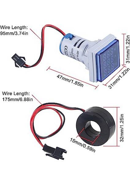 2 Adet Akım Voltajı Hertz Metre, Dijital 3in1 22MM Voltmetre Ammetre Hz Metre Ac 60-500V Akım Frekans Göstergesi (Yurt Dışından) indirimleri