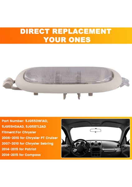 Araba Arka Kubbe Lambası Işığı 5JG55DW1AD 5JG55HDAAD 5JG58TL2AD Jeep Patriot Pusula Chrysler Sebring Okuma Harita Lambası (Yurt Dışından) fırsatları