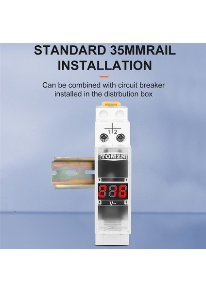 Tomzn Din Ray Tek Faz Voltaj Ölçer Ac 40-500V Modüler Voltmetre Gösterge LED Dijital Ekran Voltmetre, Beyaz (Yurt Dışından) modelleri