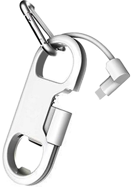 Şarj Kablosu + Anahtarlık + Alüminyum Karabina Taşınabilir Çok Fonksiyonlu Anahtarlık USB Şarj Kablosu Kısa Kablo (Yurt Dışından)