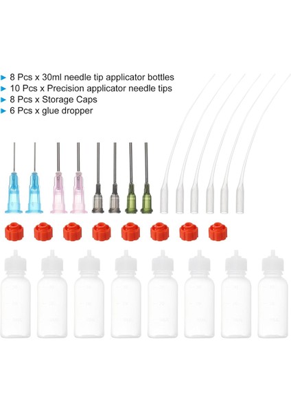 Oz Hassas Aplikatör Şişeleri, 8 Adet 30 ml Iğne Ucu Sıkma Şişesi, Küçük Sıkma Şişeleri, Mini Iğne Şişe Kapakları (Yurt Dışından) fırsatları