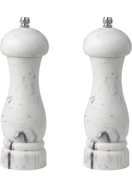 Tuz ve Karabiber Öğütücü Seti, Taklit Mermer Doldurulabilir Değirmenler, Karabiber Taneleri Için Kullanımı Kolay Manuel Baharat Öğütücüler 2 Adet (Yurt Dışından)