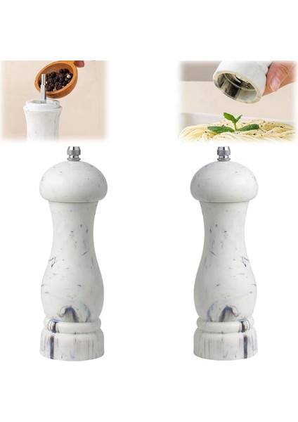 Tuz ve Karabiber Öğütücü Seti, Taklit Mermer Doldurulabilir Değirmenler, Karabiber Taneleri Için Kullanımı Kolay Manuel Baharat Öğütücüler 2 Adet (Yurt Dışından) fiyatları
