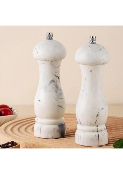 Tuz ve Karabiber Öğütücü Seti, Taklit Mermer Doldurulabilir Değirmenler, Karabiber Taneleri Için Kullanımı Kolay Manuel Baharat Öğütücüler 2 Adet (Yurt Dışından) modelleri