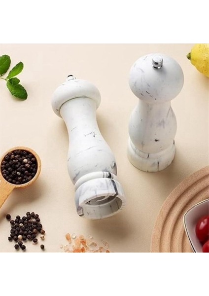 Tuz ve Karabiber Öğütücü Seti, Taklit Mermer Doldurulabilir Değirmenler, Karabiber Taneleri Için Kullanımı Kolay Manuel Baharat Öğütücüler 2 Adet (Yurt Dışından) indirimleri