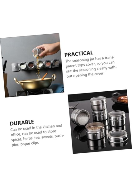 Manyetik Baharat Kutuları 8 Adet, Paslanmaz Çelik Manyetik Baharat Kabı Manyetik Baharat Kavanozları Kolay Temizlenir ve Paslanmaz (Yurt Dışından) fiyatları