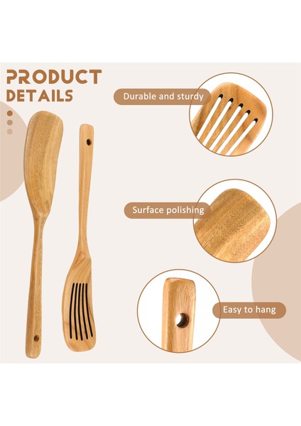 Ahşap Mutfak Pişirme Gereçleri, 2 Adet Ahşap Kaşık ve Spatula, Ev ve Mutfak Kullanımı Için Şık Tencere Seti (Yurt Dışından) indirimleri
