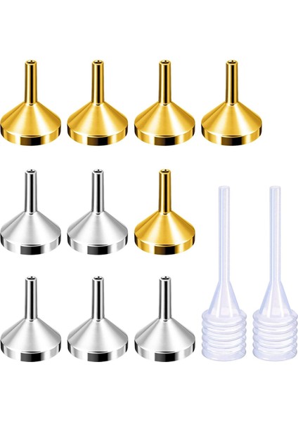 Küçük Şişeleri Veya Kapları Doldurmak Için 2'li Mini Pipetli 10'lu Paket Küçük Metal Huni, Parfüm (Gümüş) (Yurt Dışından)