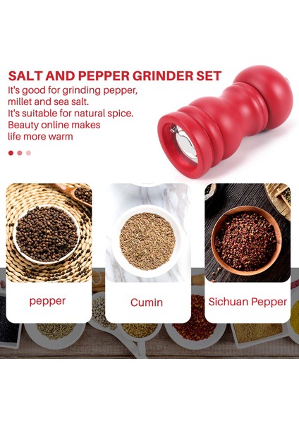 Ahşap Tuz ve Karabiber Öğütücü Seti Manuel Karabiber Tuz Değirmeni Çalkalayıcı, Ayarlanabilir Kalınlıklı Masif Ahşap Kırmızı (Yurt Dışından) fırsatları