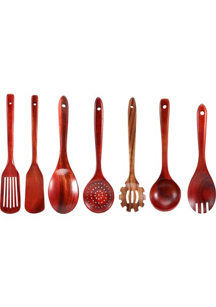 Ahşap Mutfak Gereçleri Seti, Doğal Tik Ağacından Yapılmış Yemek Pişirmek Için Ahşap Kaşıklar, 7'li Paket Dahil Mutfak Spatula Seti (Yurt Dışından)