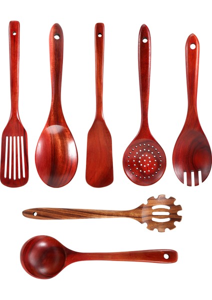 Ahşap Mutfak Gereçleri Seti, Doğal Tik Ağacından Yapılmış Yemek Pişirmek Için Ahşap Kaşıklar, 7'li Paket Dahil Mutfak Spatula Seti (Yurt Dışından) modelleri