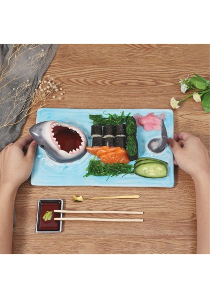 Seramik Suşi Tabağı, Köpekbalığı Şeklinde Dikdörtgen Peynir Tabağı Yemek Masası Mutfak Dekorasyonu (Yurt Dışından) fırsatları