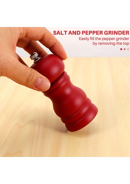 Ahşap Tuz ve Karabiber Öğütücü Seti Manuel Karabiber Tuz Değirmeni Çalkalayıcı, Ayarlanabilir Kalınlıklı Masif Ahşap Kırmızı (Yurt Dışından) indirimleri